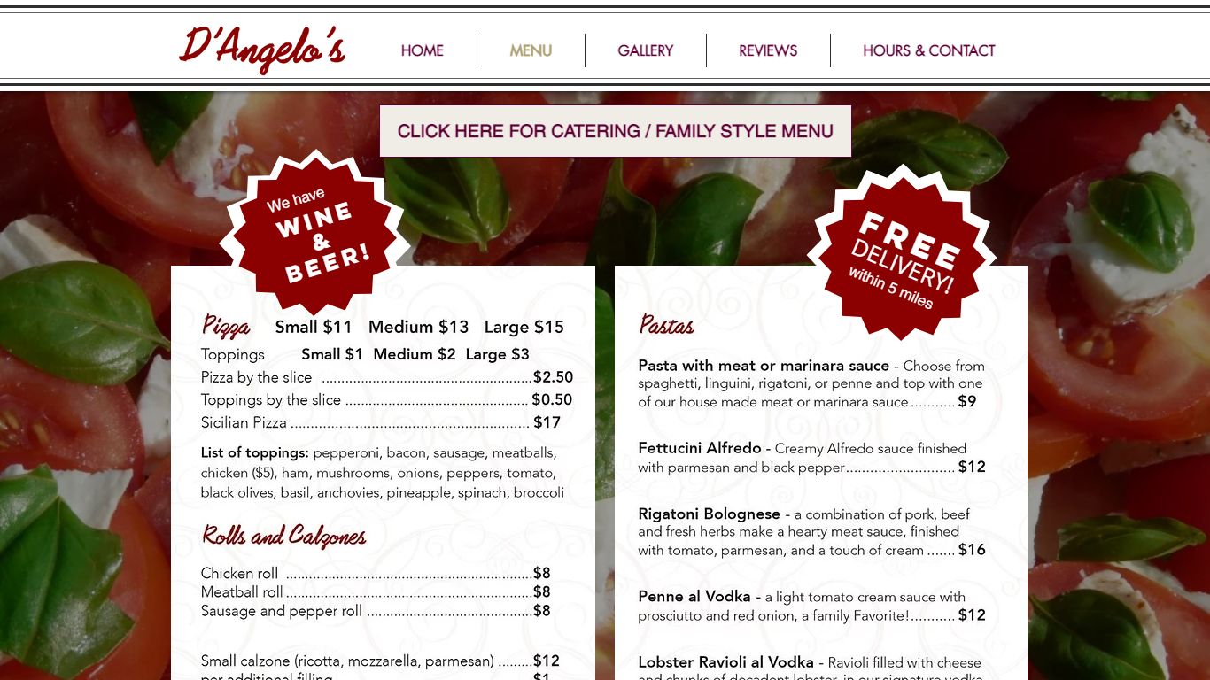 D'Angelo's | Menu