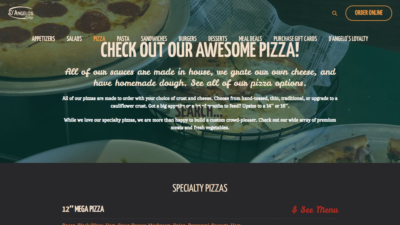 Pizza Menu - D'Angelo's Pizzeria